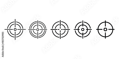 Crosshair Target and Bullseye Outline Icon Set Vector for Accuracy