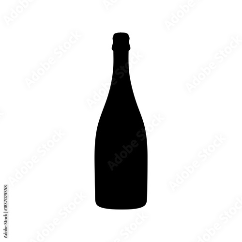Silhouette of a classic champagne or sparkling wine bottle, elegantly isolated. this iconic shape represents celebration, luxury events, toasts, and the sophisticated beverage industry.