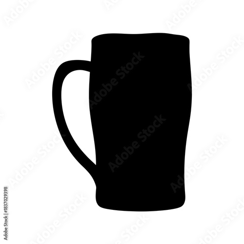 A black silhouette of a traditional beer mug with a handle, perfect for a pub icon