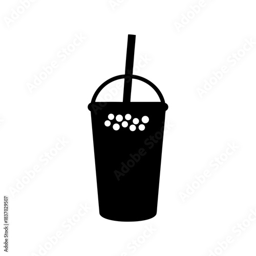 A minimalist black vector silhouette icon representing a bubble tea cup