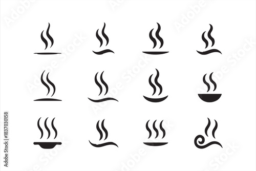Minimal Hot Food Steam Icons for Restaurant and Menu Graphics