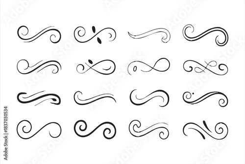 Vintage Calligraphic Flourish Elements for Elegant Graphic Artwork