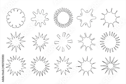 Doodle Burst Elements with Spiked Forms for Creative Highlight Effects