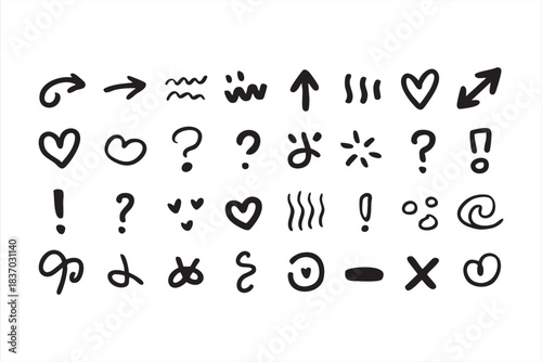 Creative Doodle Icon Set for UI Messaging, Stickers, and Illustration Work