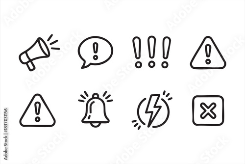 Minimal Alert and Warning Icons for UI Notifications and App Interfaces