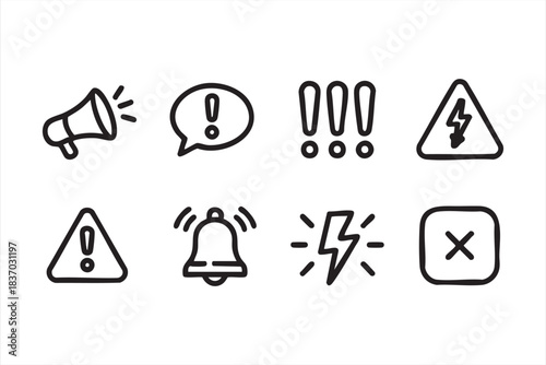 Clean Warning Icons for Interface Alerts, Prompts, and System Messages