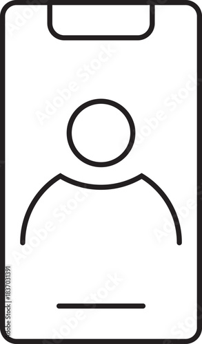 Smartphone displaying a generic user profile icon on its screen, representing an account or personal identity.