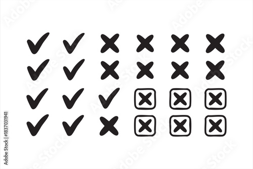 UI checkmark and cross icons for digital interfaces and decision workflows