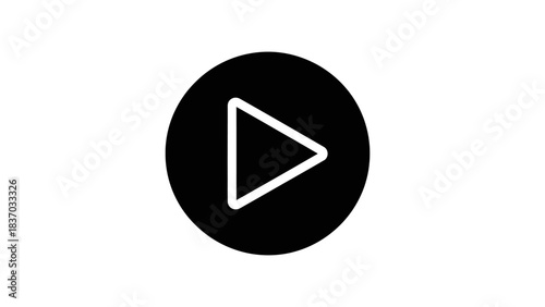 A simple black circle with a white outline play button icon centered on a white background. Free Download A simple black circle with a white outline play button icon centered on a white background. - GFXLoad