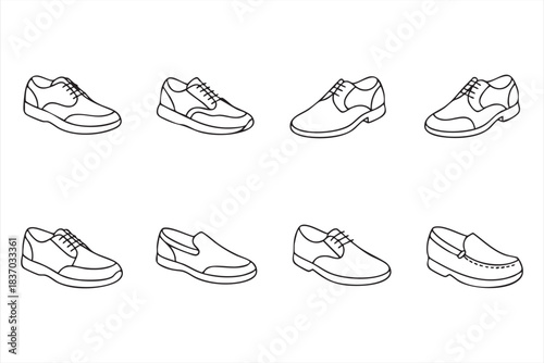 Line-style men’s shoe illustrations for ecommerce fashion listings and product catalogs