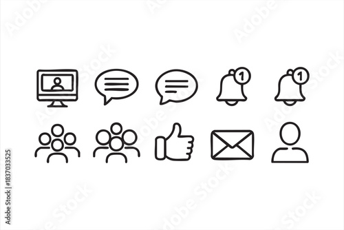 Messaging and notification line symbols for apps, dashboards, and digital platforms
