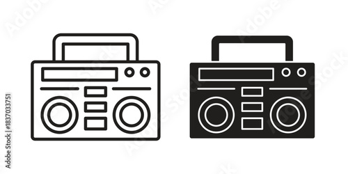 Boombox icons symbol, logo illustration. Vector graphics set