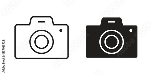 Camera icons symbol, logo illustration. Vector graphics set