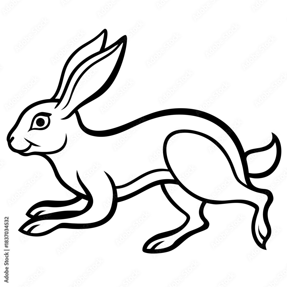Obraz premium Hare Running Line Art Vector