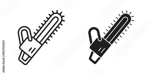 Chainsaw icons symbol, logo illustration. Vector graphics set
