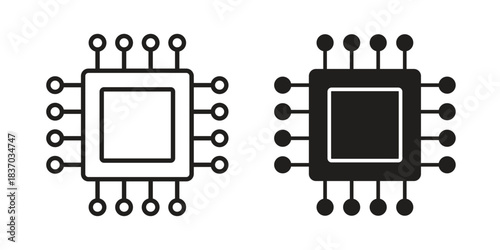 Computer microchip icons symbol, logo illustration. Vector graphics set