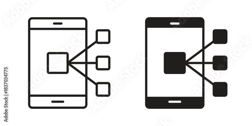Content curation icons symbol, logo illustration. Vector graphics set