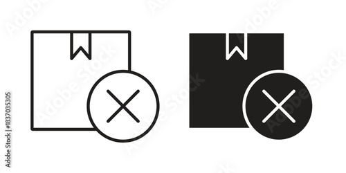 Delivery cancelled icons symbol, logo illustration. Vector graphics set
