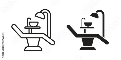 Dentist chair icons symbol, logo illustration. Vector graphics set