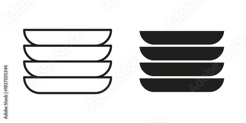 Dishes icons symbol, logo illustration. Vector graphics set