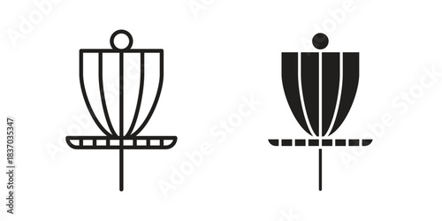 Disc golf icons symbol, logo illustration. Vector graphics set