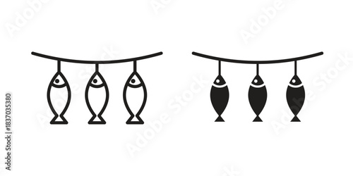 Dried fish icons symbol, logo illustration. Vector graphics set