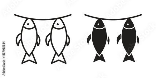 Dried fish icons symbol, logo illustration. Vector graphics set