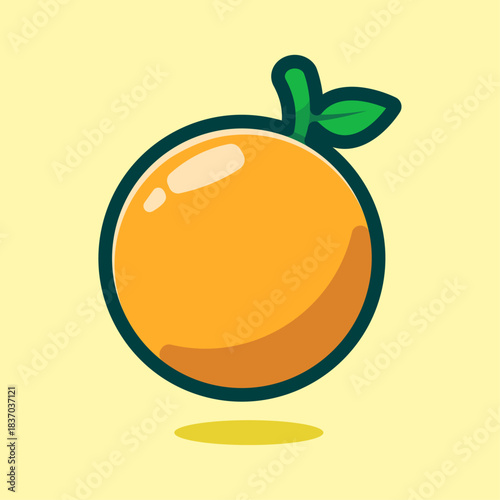Fresh Ripe Orange Fruit Cartoon Illustration