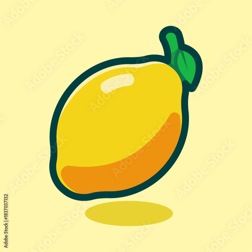 Fresh Yellow Lemon Cartoon Illustration