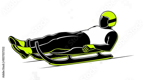 Dynamic athlete speeding down icy track on sled for thrilling winter sports competition design