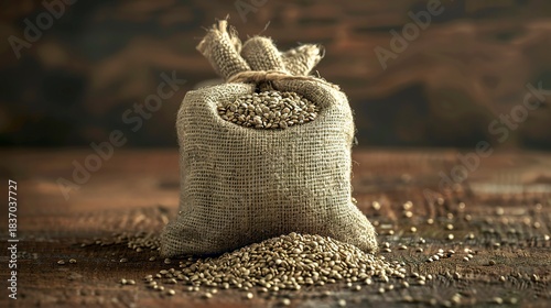 A photo of a hemp seed bag with organic brandi