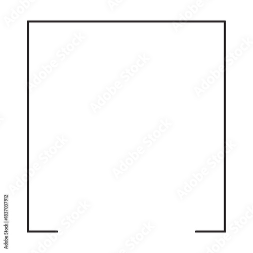 Square frame with open bottom corners showing a gap isolated on white background