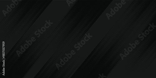 Dark deep black dynamic abstract vector background with diagonal lines. Modern creative halftone premium gradient. 3d cover of business presentation