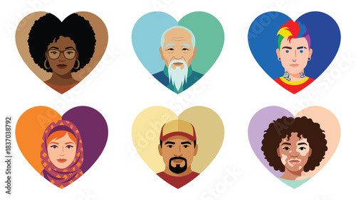 Diverse Hearts Illustration of Diverse People Embracing Love Unity and Togetherness in a Colorful World