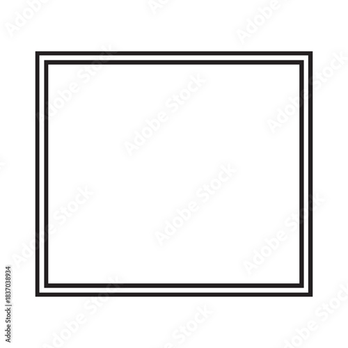 Double line square frame, clean black border, simple geometric shape outline illustration