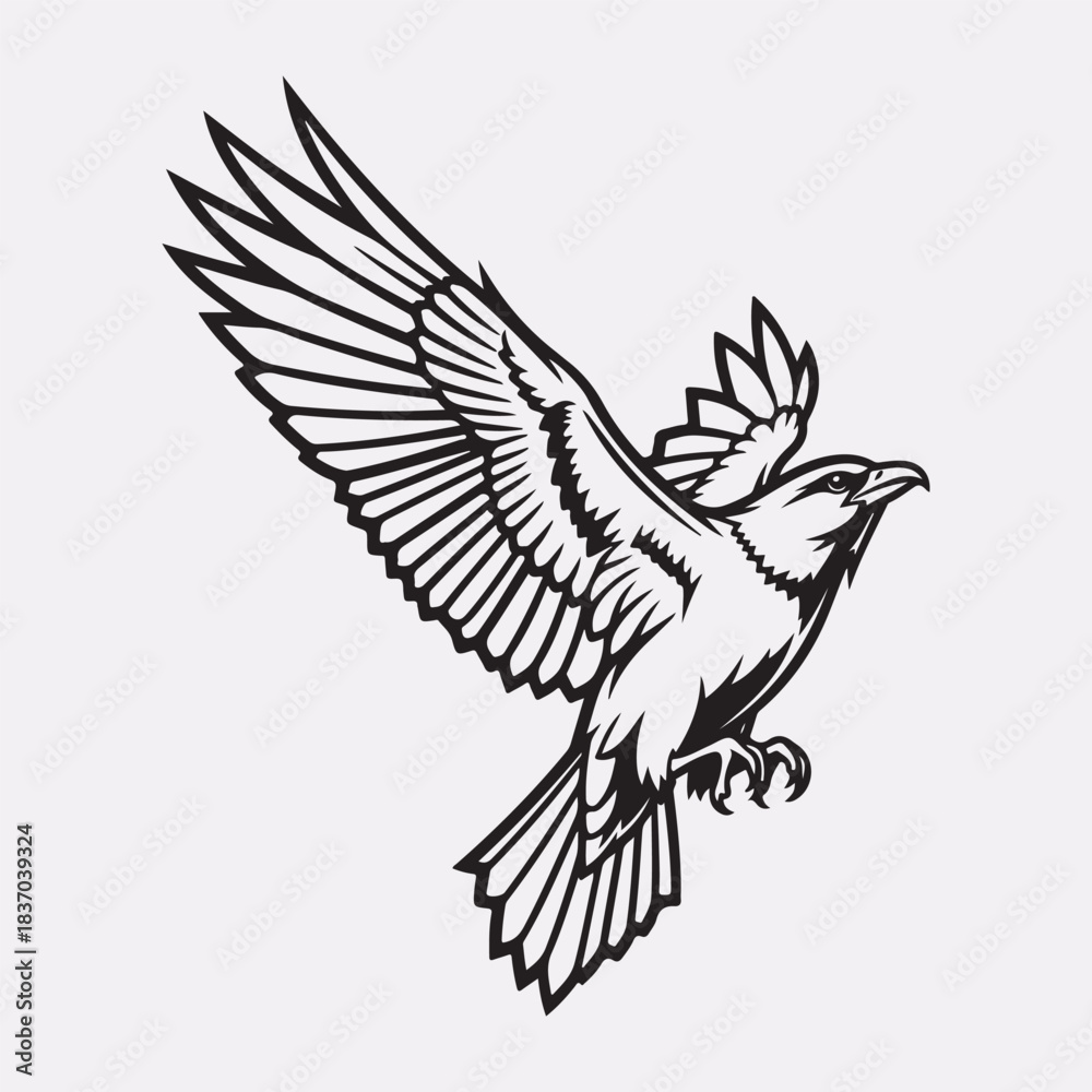 Fototapeta premium A flying bird line art design vector