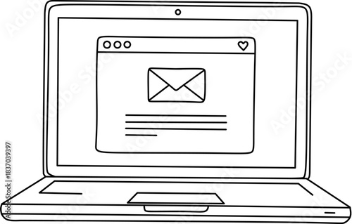 Laptop computer displaying love email message