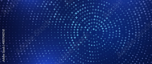 Medical Blue Plus Pattern Background. Healthcare Presentation Banner Backdrop. Modern Technology or Science Vector Illustration. 
