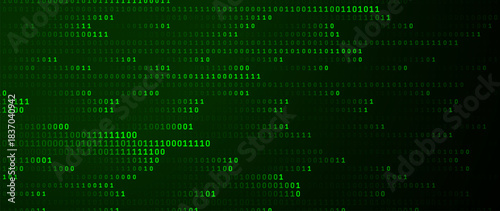 Green Matrix Glitch Code. Abstract Binary Software Programming Code Background. Binary Digits Matrix. Digital Data Cyber Security Technology Concept. Vector Illustration.