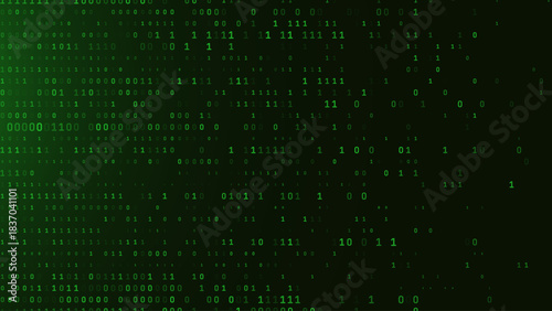 Green Matrix Glitch Code. Abstract Binary Software Programming Code Background. Binary Digits Matrix. Digital Data Cyber Security Technology Concept. Vector Illustration.