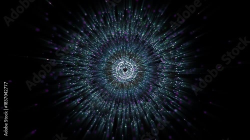 Abstract space tunnel made of particles