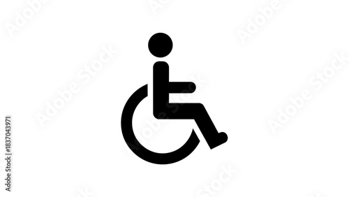 A black silhouette of a person sitting in a wheelchair, representing universal accessibility and disability.