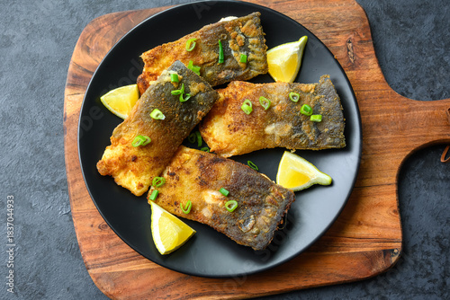 Pieces of fried carp fish. Traditional Polish Christmas dish