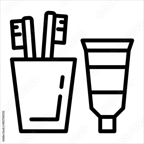 Modern life single icon for tooth brush and tooth paste sign for design element