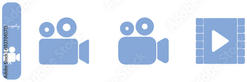 video play icon on film strip frame with transparent background representing media playback and digital entertainment