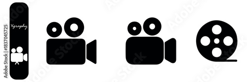 video play icon on film strip frame with transparent background representing media playback and digital entertainment