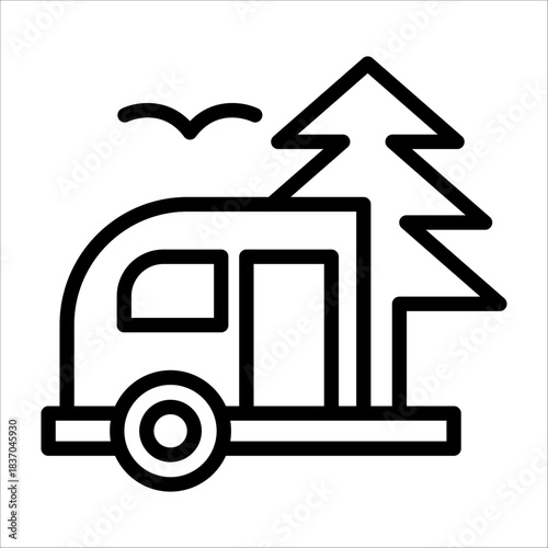 Modern life single icon for digital camper van sign for design element