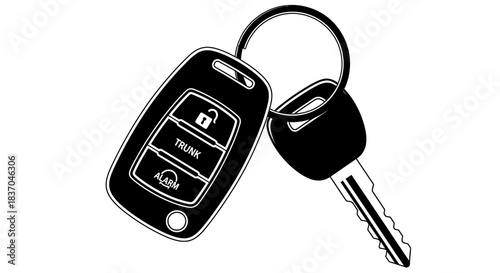 Car Key and Remote Fob Illustration for Automotive Use