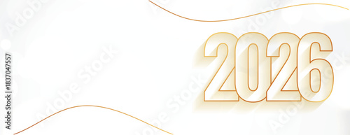 lineart 2026 lettering white banner for new year eve