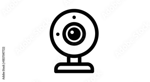 Webcam icon simple line art symbol for video calls and streaming isolated on white background
